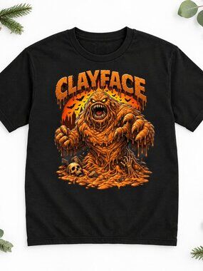 Halloween Mud Monster T-Shirt Black Horror Spooky Season Skull Graphic Tee Men’s
